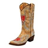 A1031 Children's Corral Tan Vintage Heart and Wings Cowboy Boot